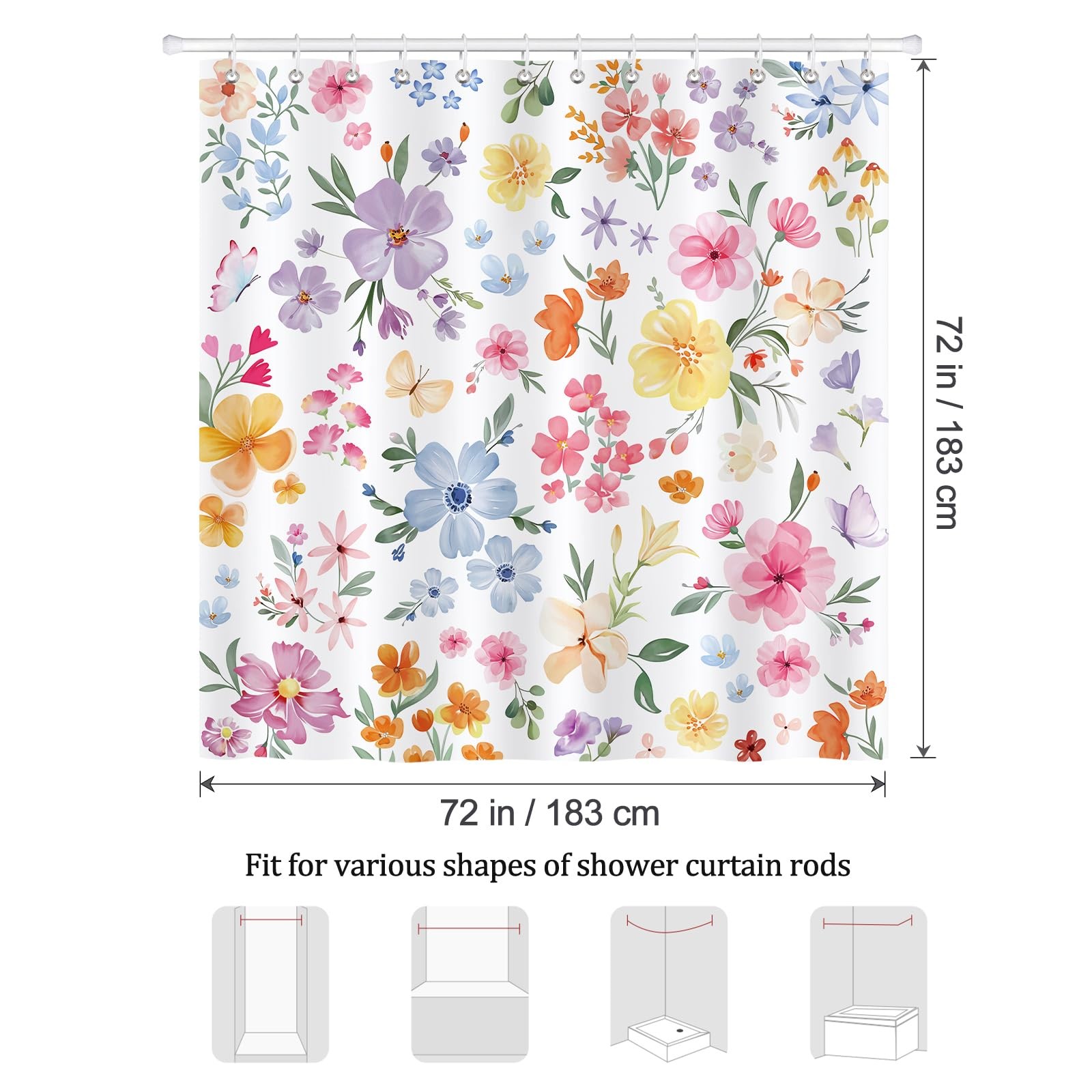 Custom Printed Bath Curtain — custom printed polyester bath curtain detail view
