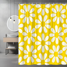 Cute Yellow Floral Shower Curtain for Bathroom Decor — custom printed polyester bath curtain