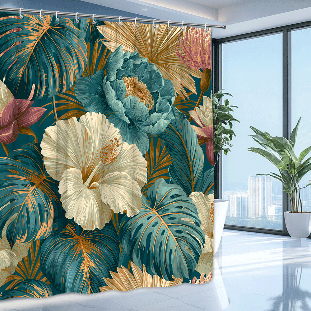 Custom Printed Bath Curtain — custom printed polyester bath curtain detail view