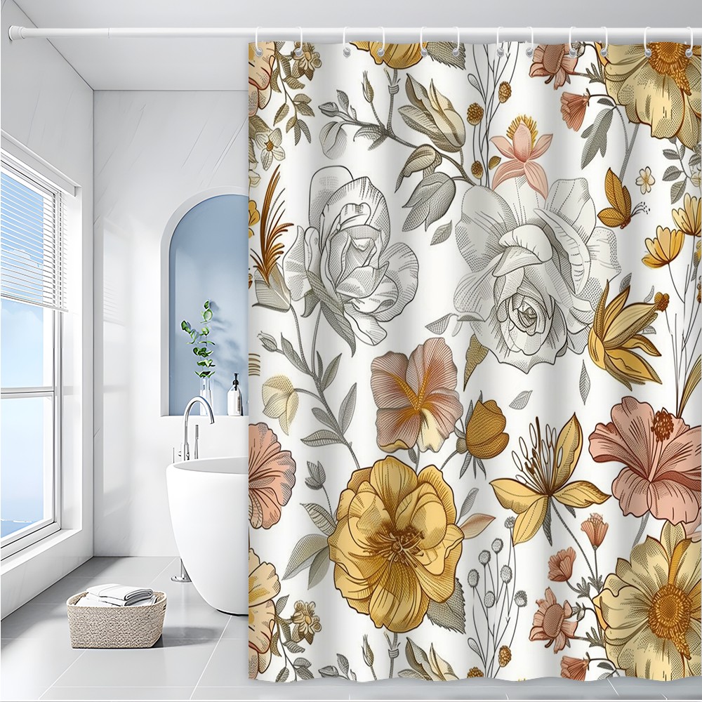 Custom Printed Bath Curtain — custom printed polyester bath curtain