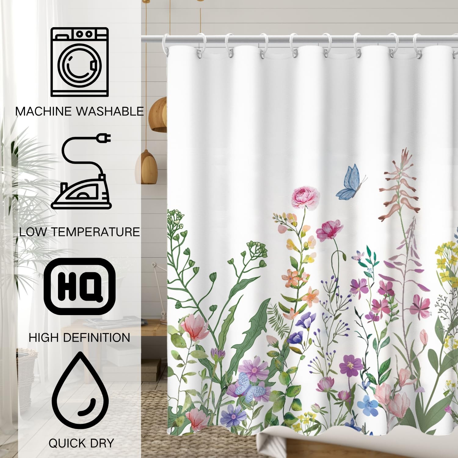 Custom Printed Bath Curtain — custom printed polyester bath curtain detail view