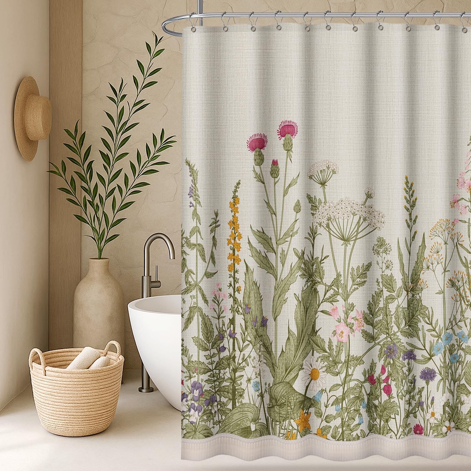 Custom Printed Bath Curtain — custom printed polyester bath curtain detail view