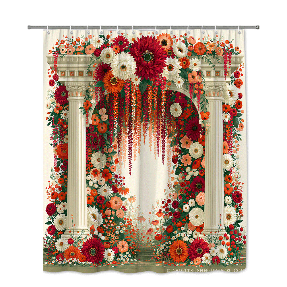 Custom Printed Bath Curtain — custom printed polyester bath curtain detail view