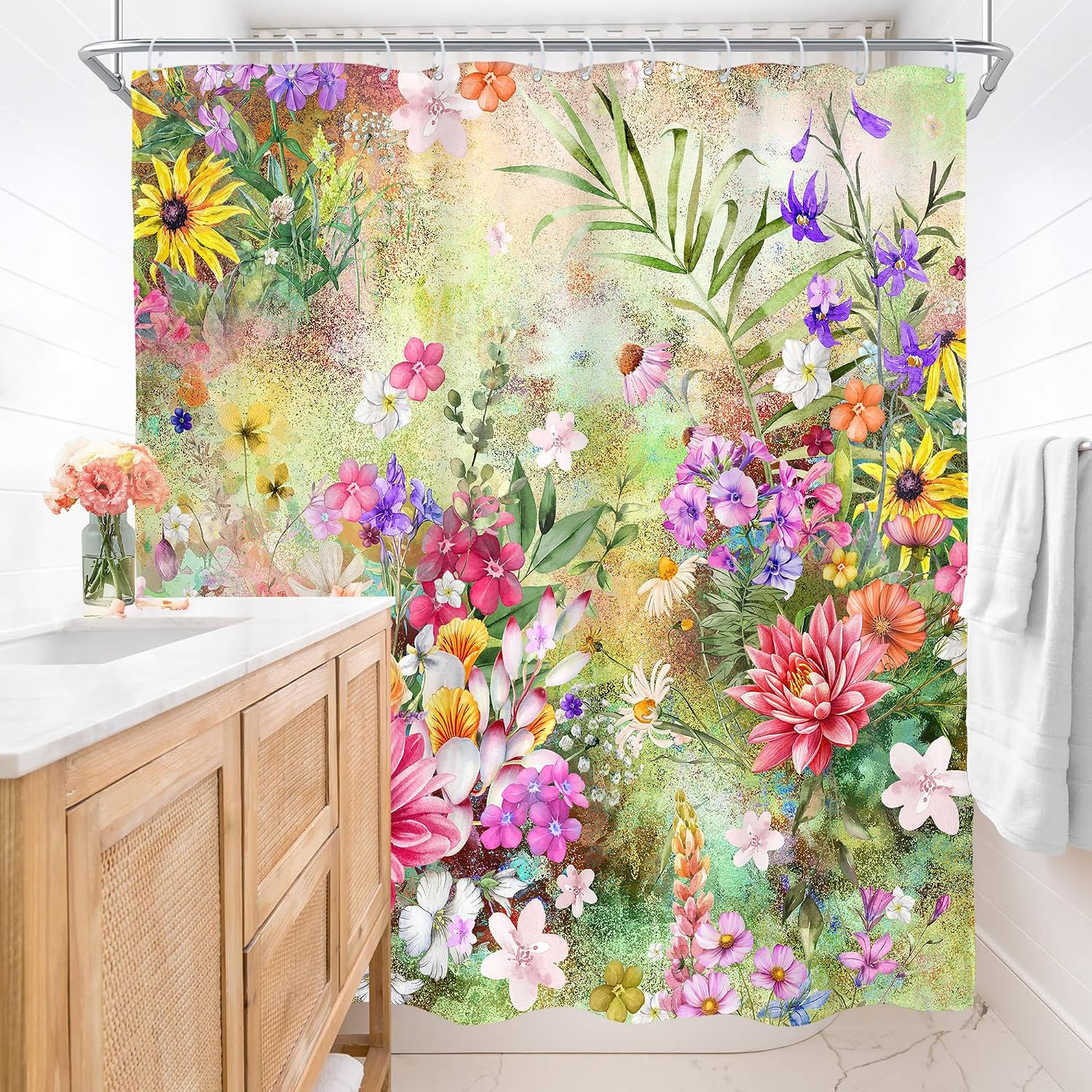 Custom Printed Bath Curtain — custom printed polyester bath curtain detail view