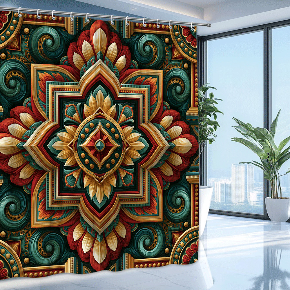 Custom Printed Bath Curtain — custom printed polyester bath curtain detail view