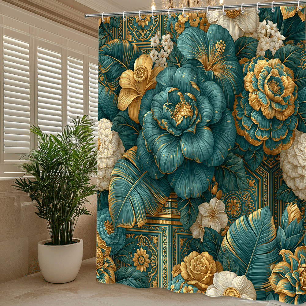 Custom Printed Bath Curtain — custom printed polyester bath curtain detail view