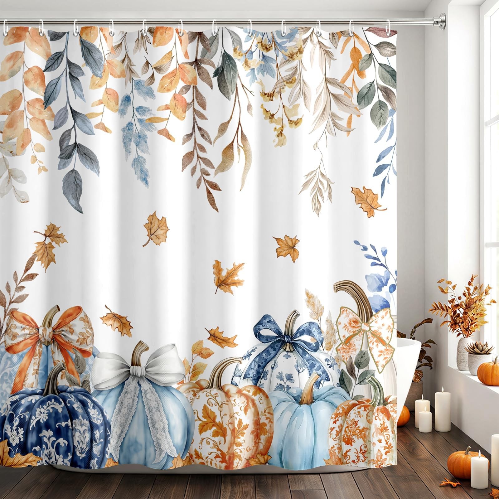 Custom Printed Bath Curtain — custom printed polyester bath curtain detail view