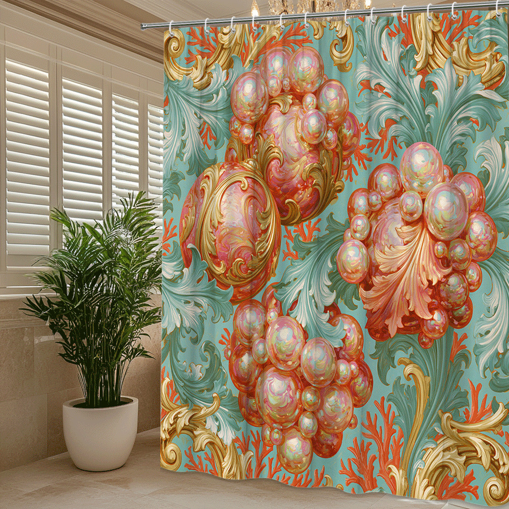 Custom Printed Bath Curtain — custom printed polyester bath curtain detail view