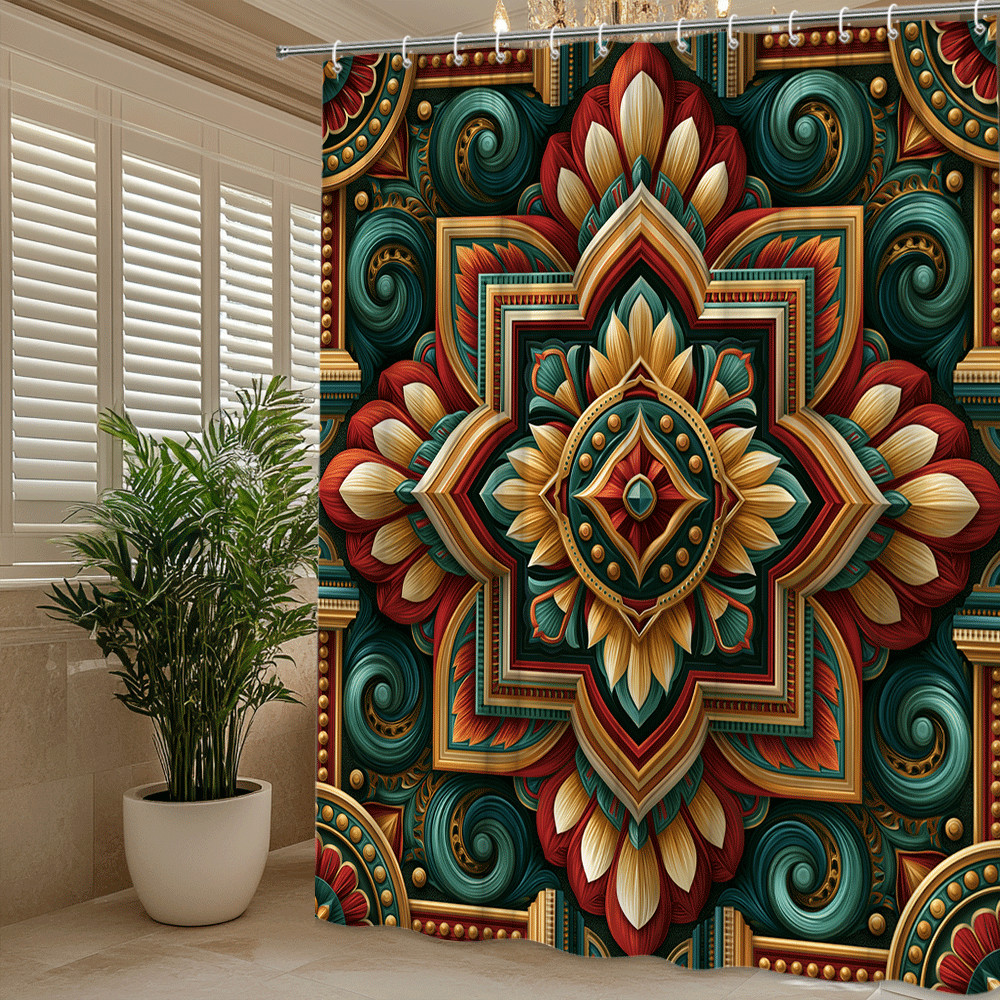Custom Printed Bath Curtain — custom printed polyester bath curtain detail view