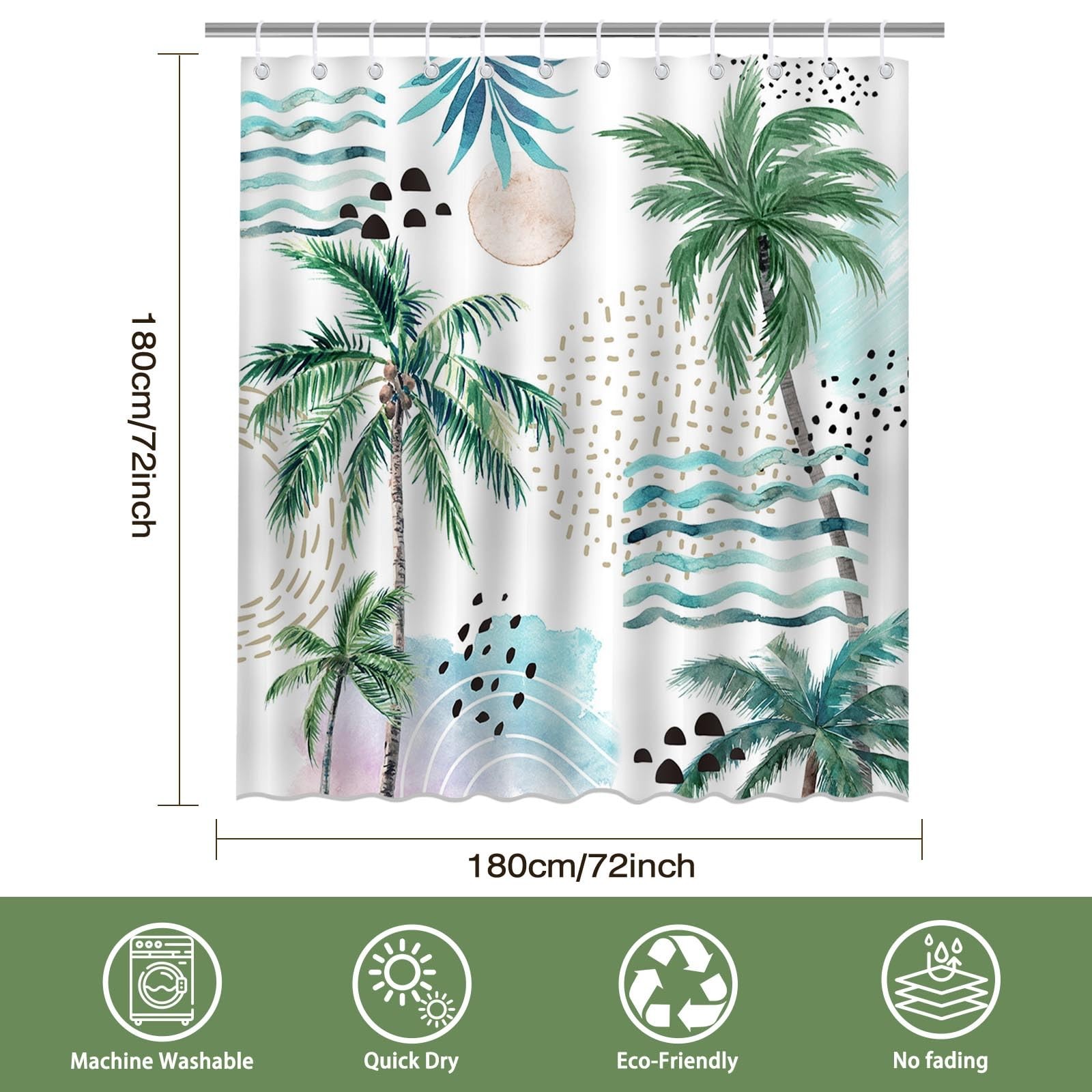 Custom Printed Bath Curtain — custom printed polyester bath curtain detail view