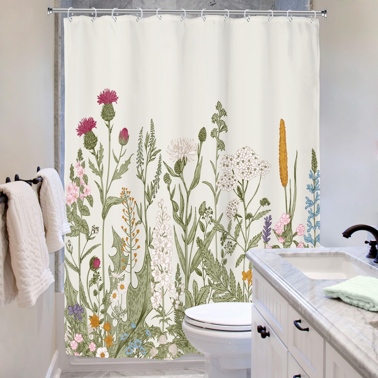 Custom Printed Bath Curtain — custom printed polyester bath curtain detail view