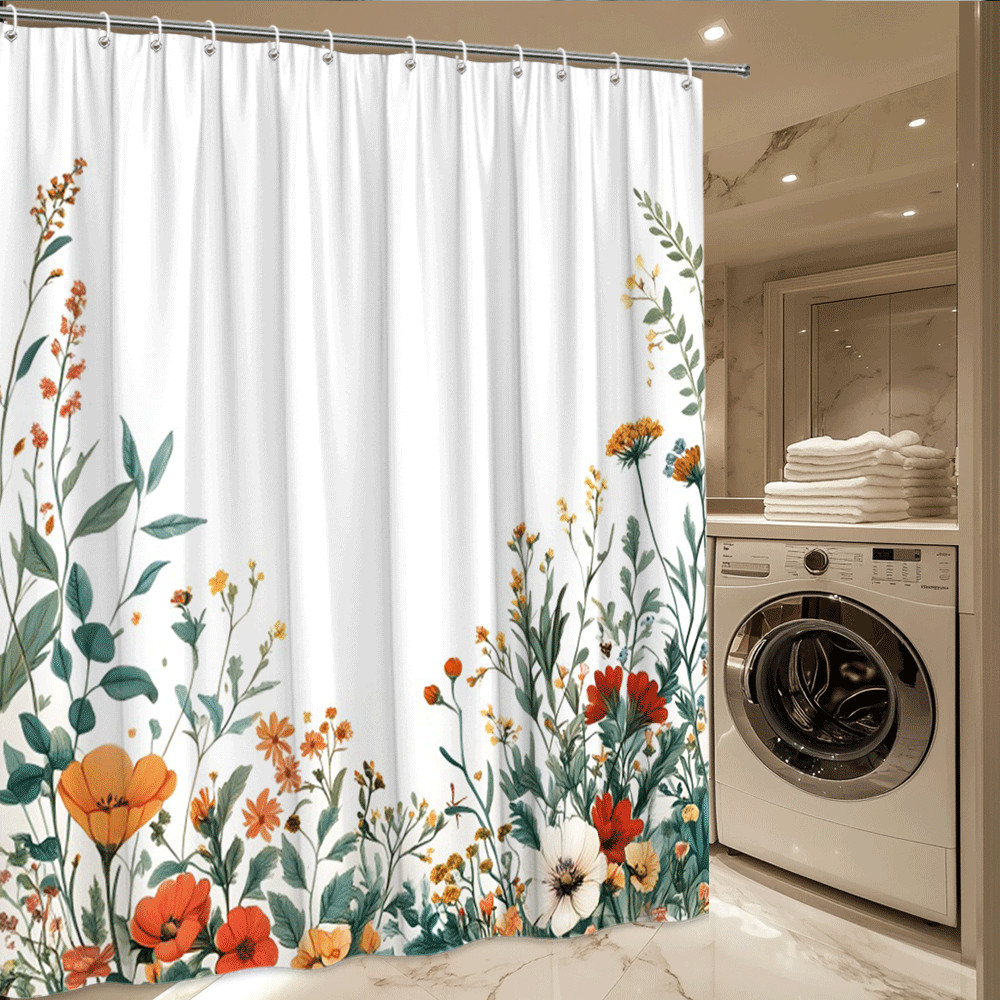 Custom Printed Bath Curtain — custom printed polyester bath curtain detail view