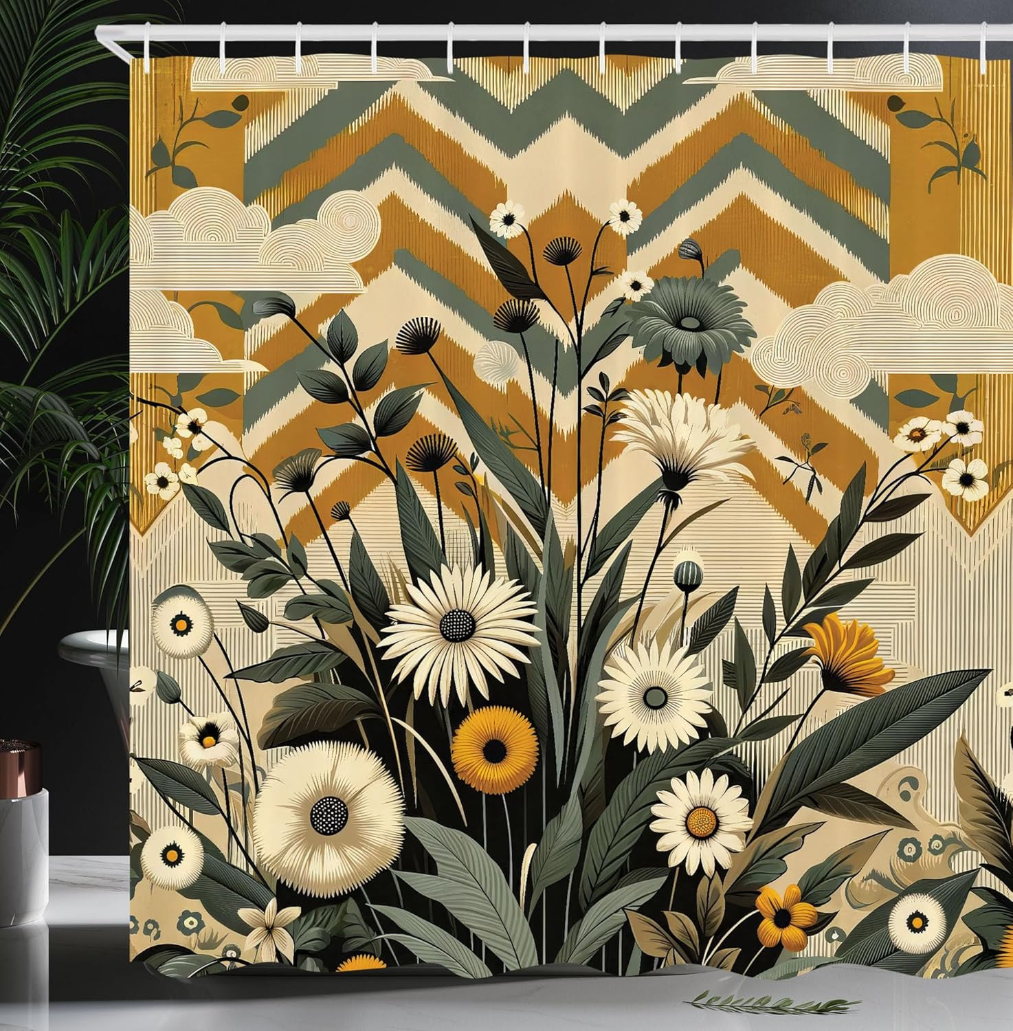 Custom Printed Bath Curtain — custom printed polyester bath curtain