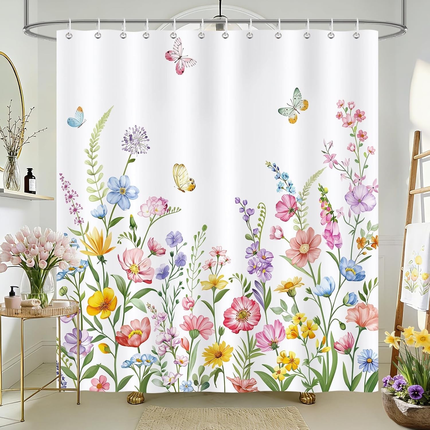 Custom Printed Bath Curtain — custom printed polyester bath curtain detail view