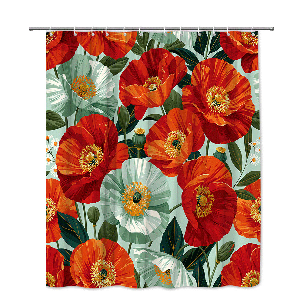 Custom Printed Bath Curtain — custom printed polyester bath curtain detail view