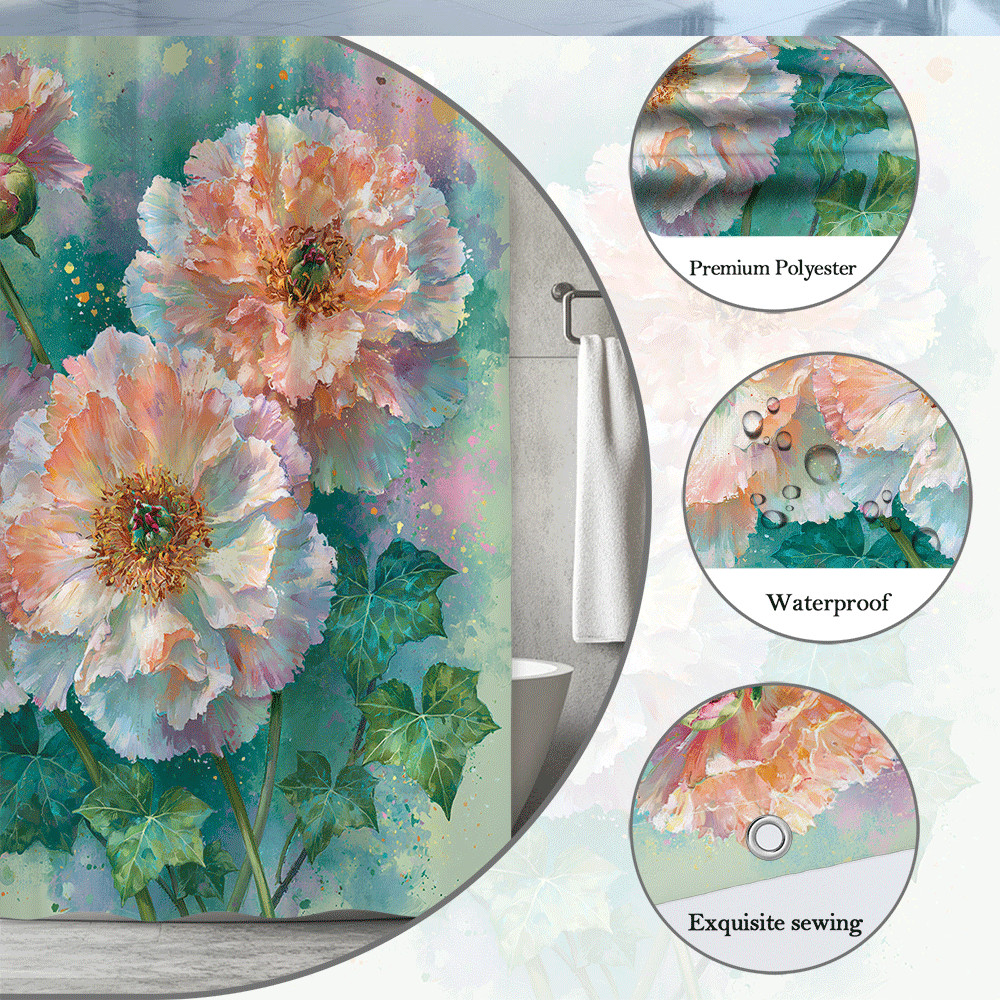 Custom Printed Bath Curtain — custom printed polyester bath curtain detail view