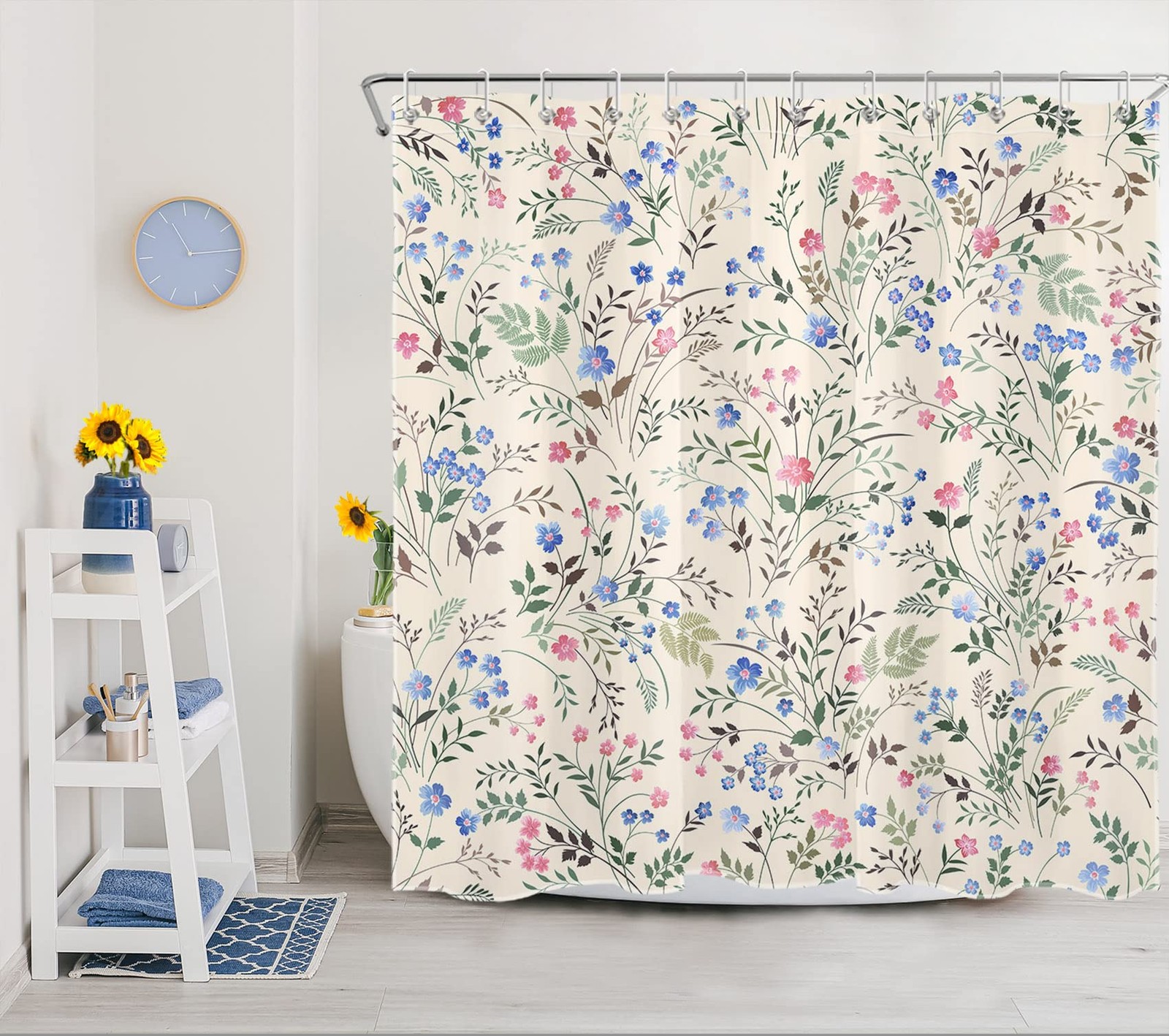 Custom Printed Bath Curtain — custom printed polyester bath curtain detail view