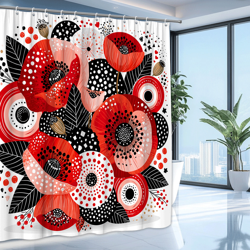 Custom Printed Bath Curtain — custom printed polyester bath curtain detail view
