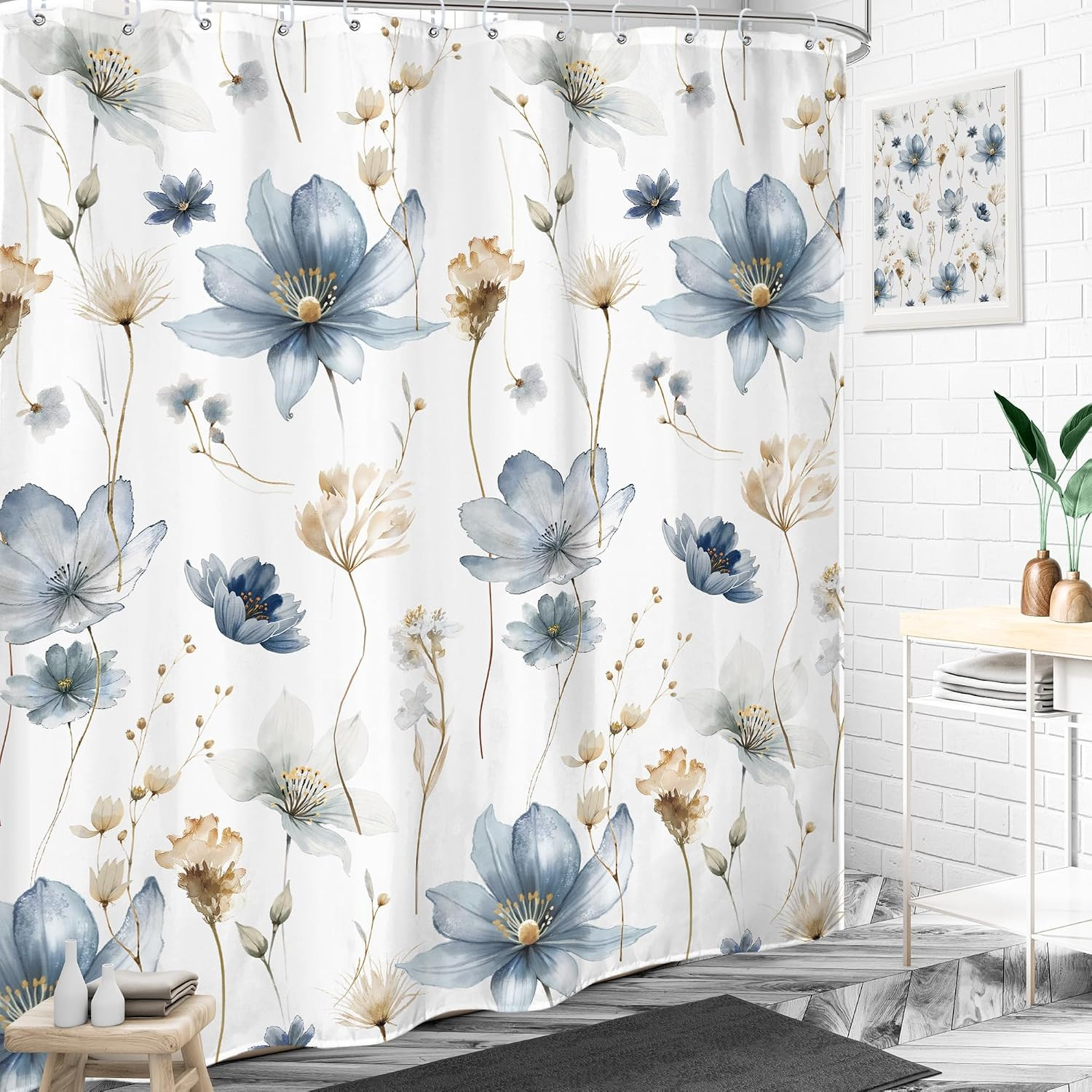 Custom Printed Bath Curtain — custom printed polyester bath curtain detail view