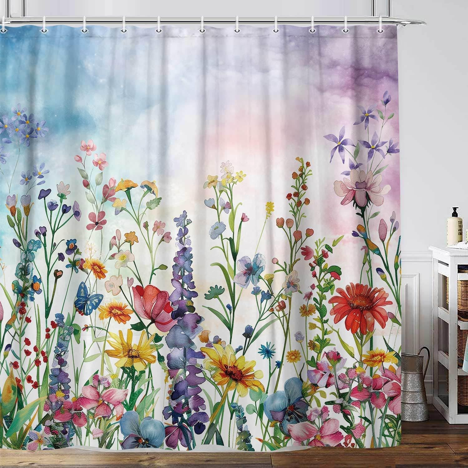Custom Printed Bath Curtain — custom printed polyester bath curtain detail view