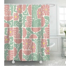 Boho Abstract Vintage Retro Shower Curtain, 70"W x 85"L (Pack of 1) (T-58) — custom printed polyester bath curtain