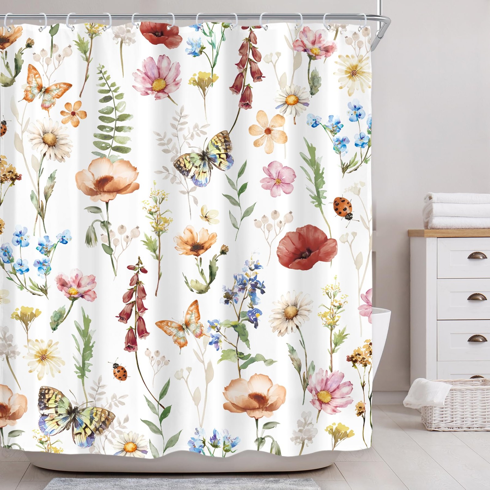 Custom Printed Bath Curtain — custom printed polyester bath curtain detail view