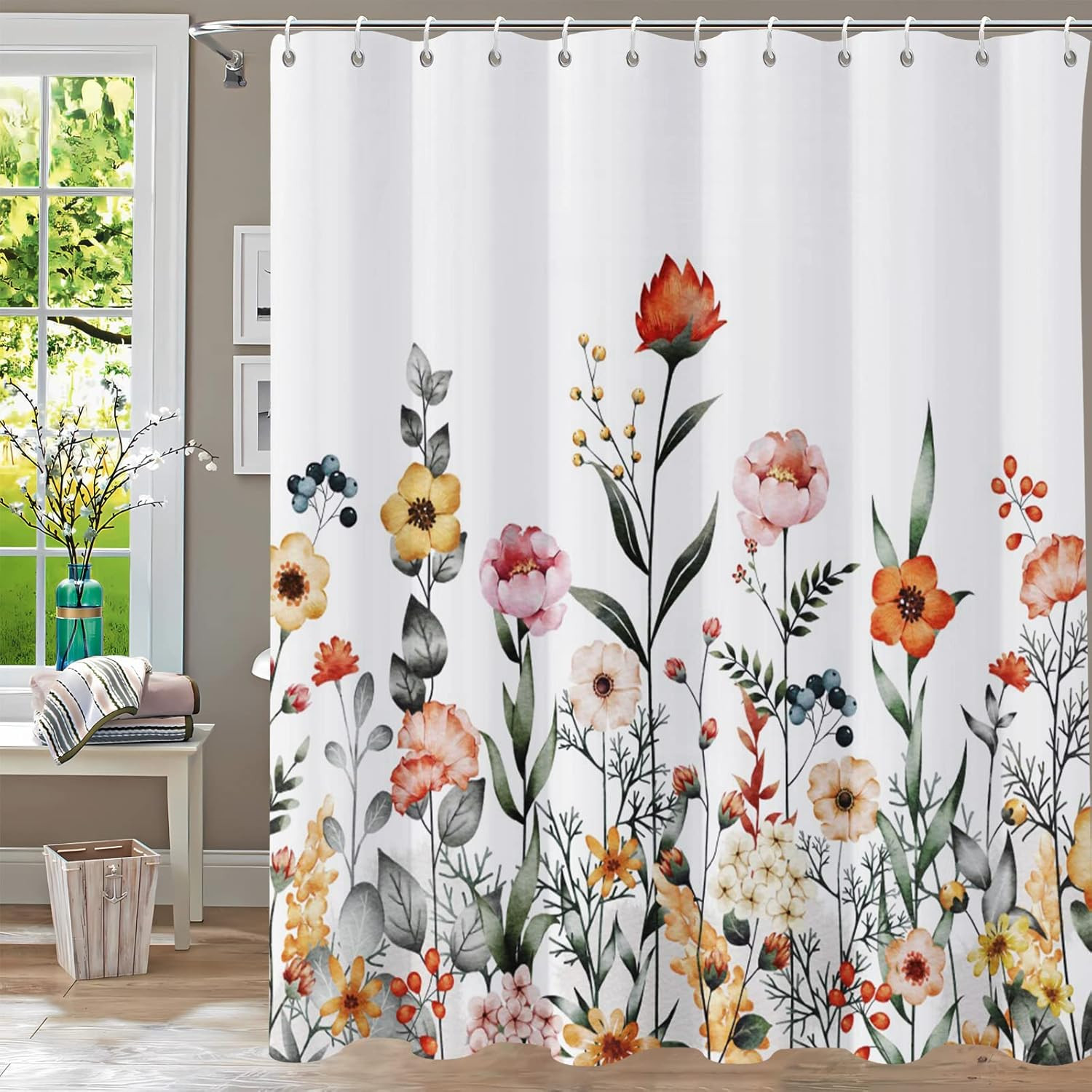 Custom Printed Bath Curtain — custom printed polyester bath curtain