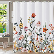 Floral Shower Curtain 72x72 Inch Waterproof Polyester Bathroom Curtain with Hook — custom printed polyester bath curtain