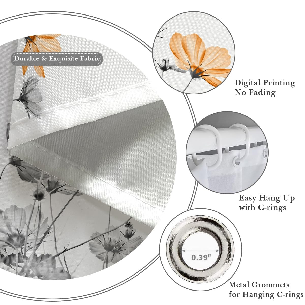 Custom Printed Bath Curtain — custom printed polyester bath curtain detail view