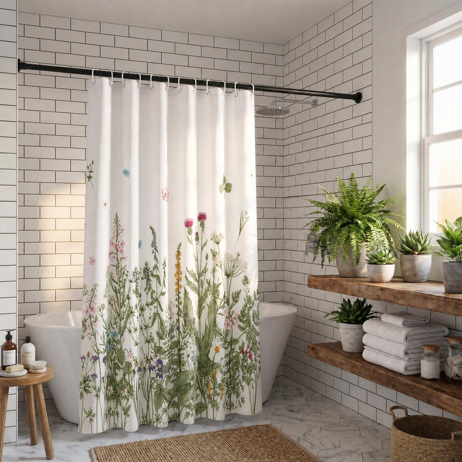 Custom Printed Bath Curtain — custom printed polyester bath curtain detail view