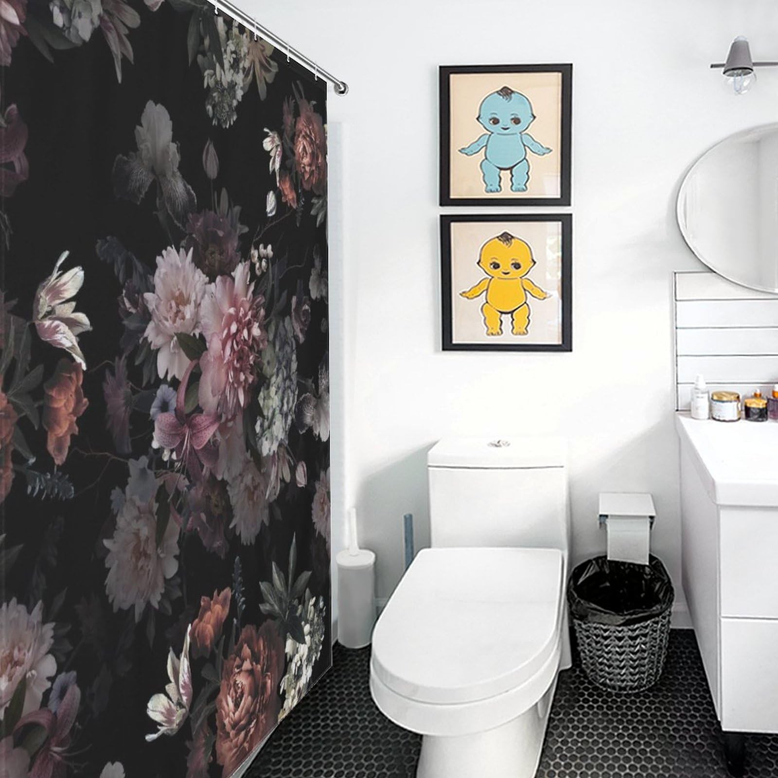 Custom Printed Bath Curtain — custom printed polyester bath curtain detail view