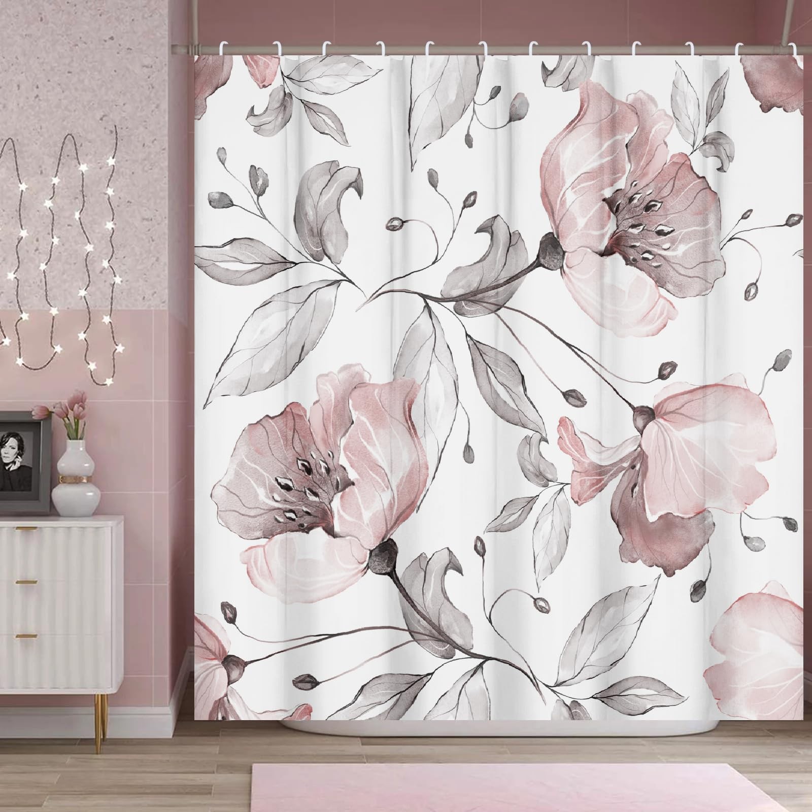 Custom Printed Bath Curtain — custom printed polyester bath curtain detail view