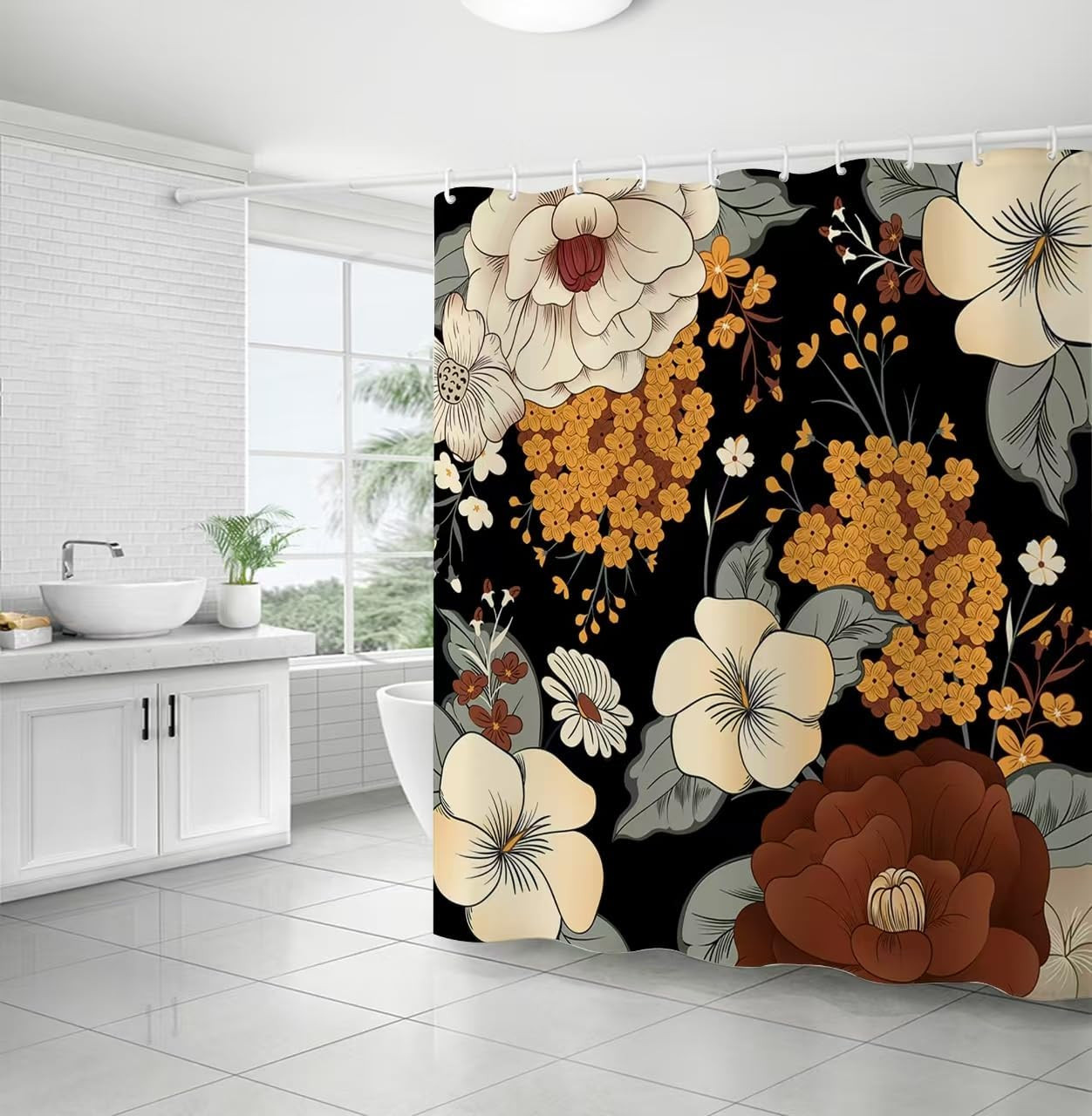 Custom Printed Bath Curtain — custom printed polyester bath curtain detail view