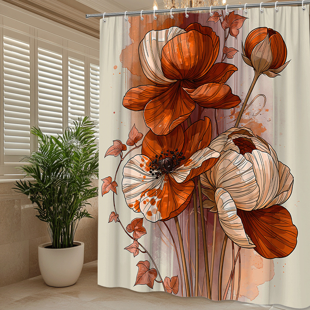 Custom Printed Bath Curtain — custom printed polyester bath curtain detail view