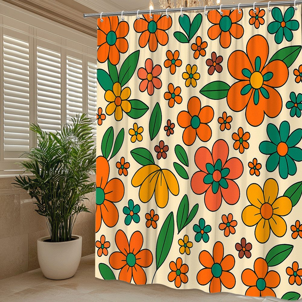 Custom Printed Bath Curtain — custom printed polyester bath curtain detail view