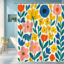 Colorful Floral Shower Curtain - Cute Design for Bathroom Decor — custom printed polyester bath curtain
