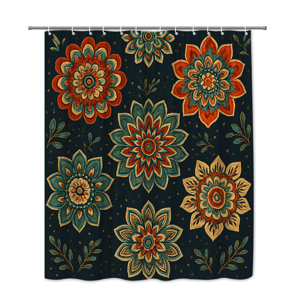 Custom Printed Bath Curtain — custom printed polyester bath curtain detail view