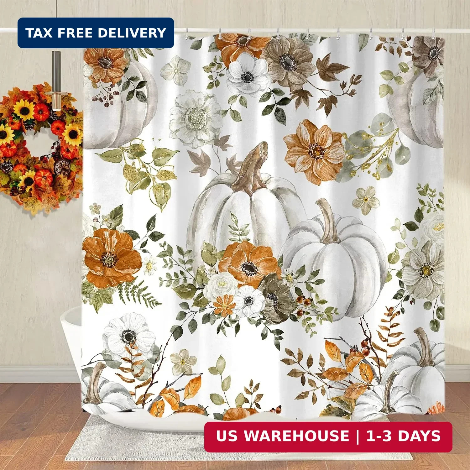 Custom Printed Bath Curtain — custom printed polyester bath curtain detail view