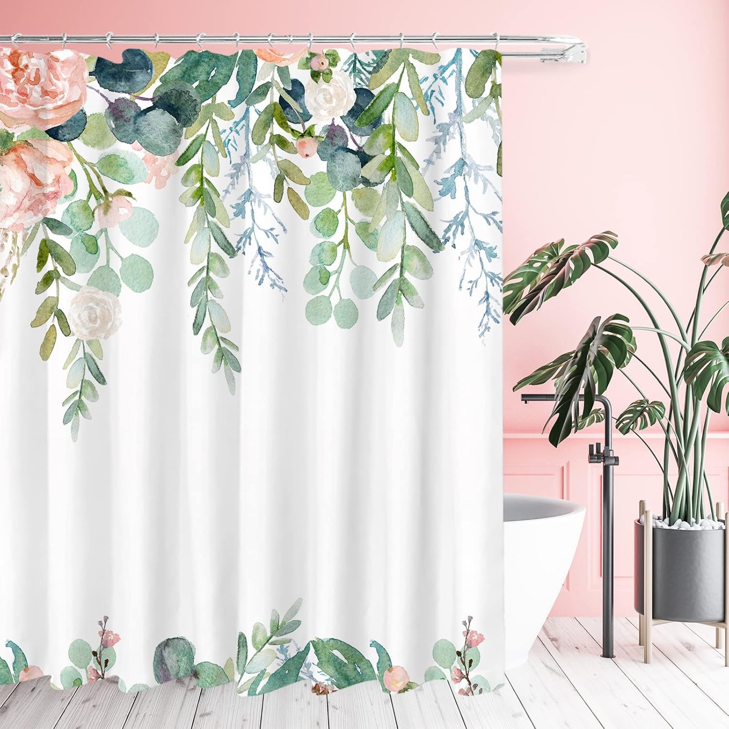 Custom Printed Bath Curtain — custom printed polyester bath curtain detail view