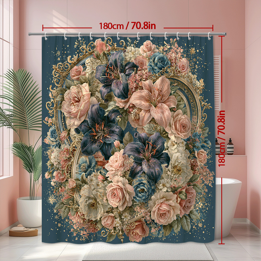 Custom Printed Bath Curtain — custom printed polyester bath curtain detail view