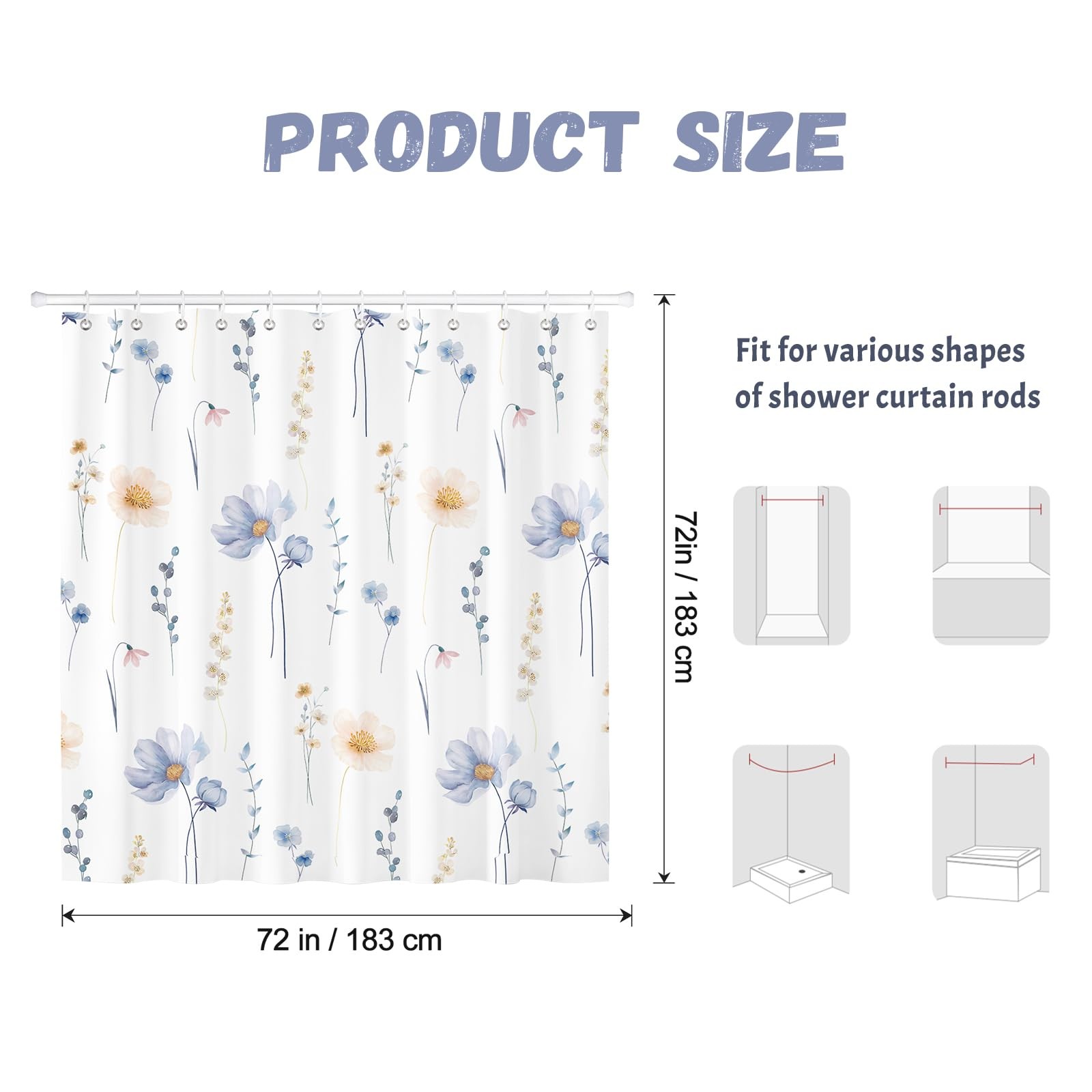 Custom Printed Bath Curtain — custom printed polyester bath curtain detail view