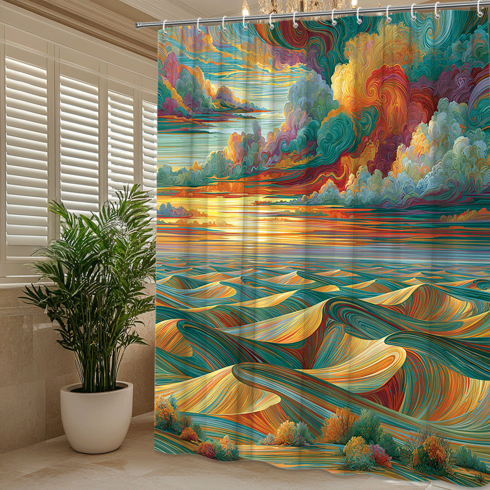 Custom Printed Bath Curtain — custom printed polyester bath curtain detail view