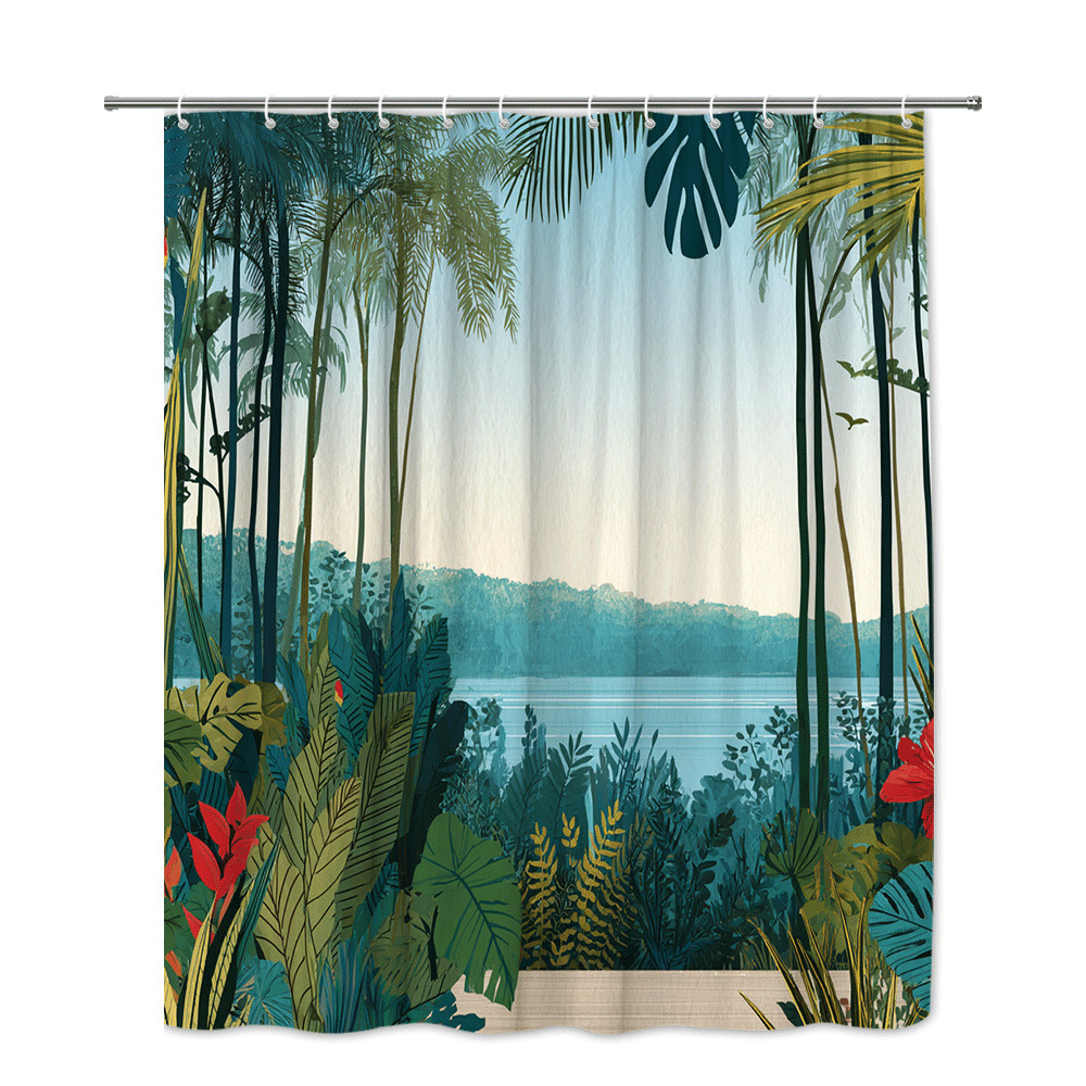 Custom Printed Bath Curtain — custom printed polyester bath curtain detail view