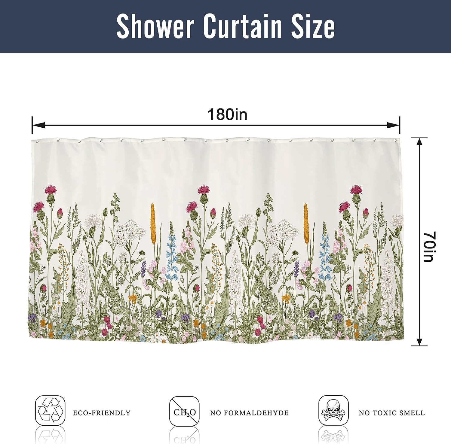Custom Printed Bath Curtain — custom printed polyester bath curtain detail view