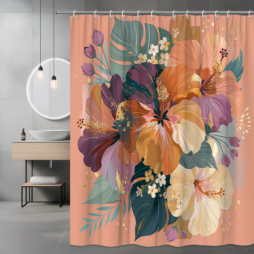 Custom Printed Bath Curtain — custom printed polyester bath curtain