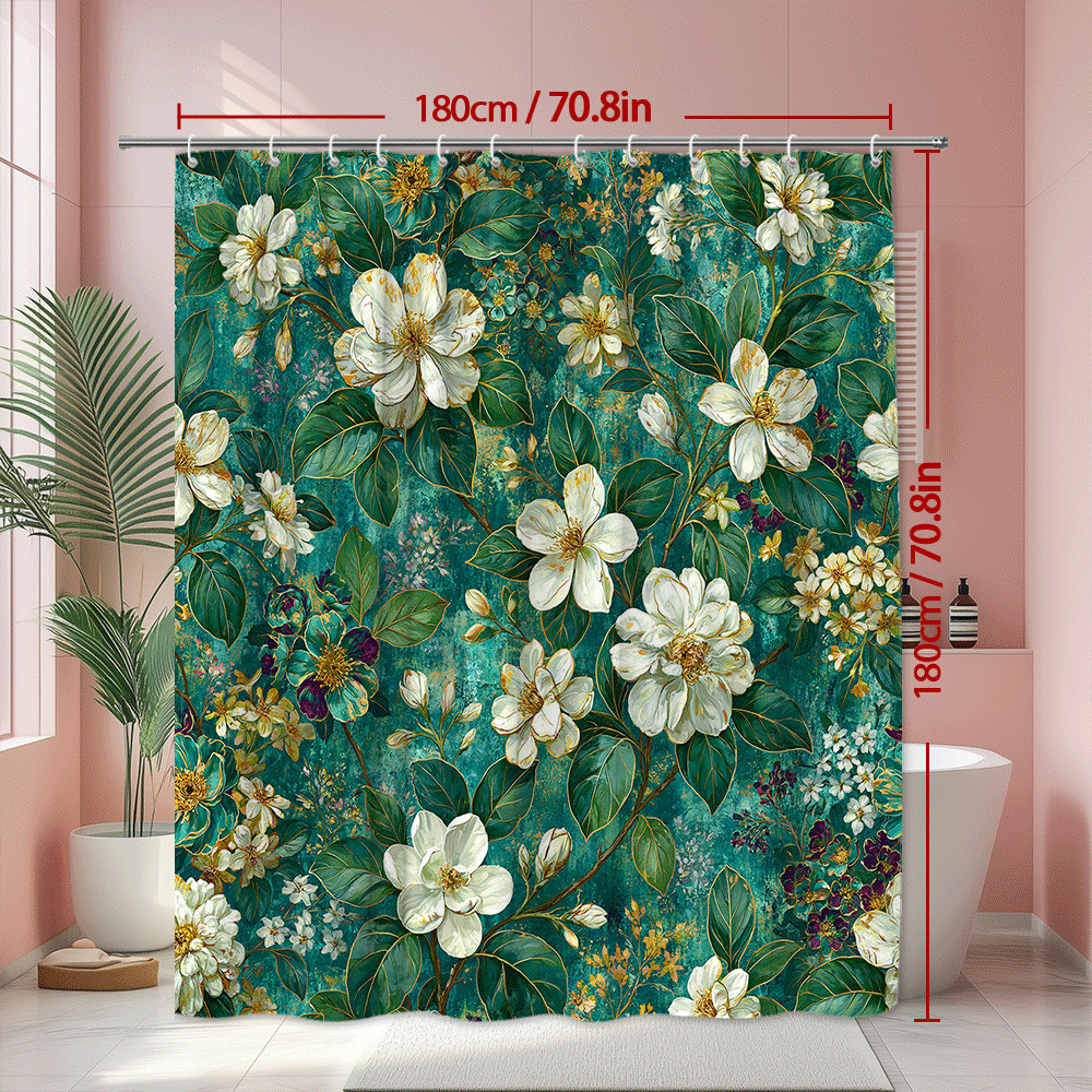 Custom Printed Bath Curtain — custom printed polyester bath curtain detail view