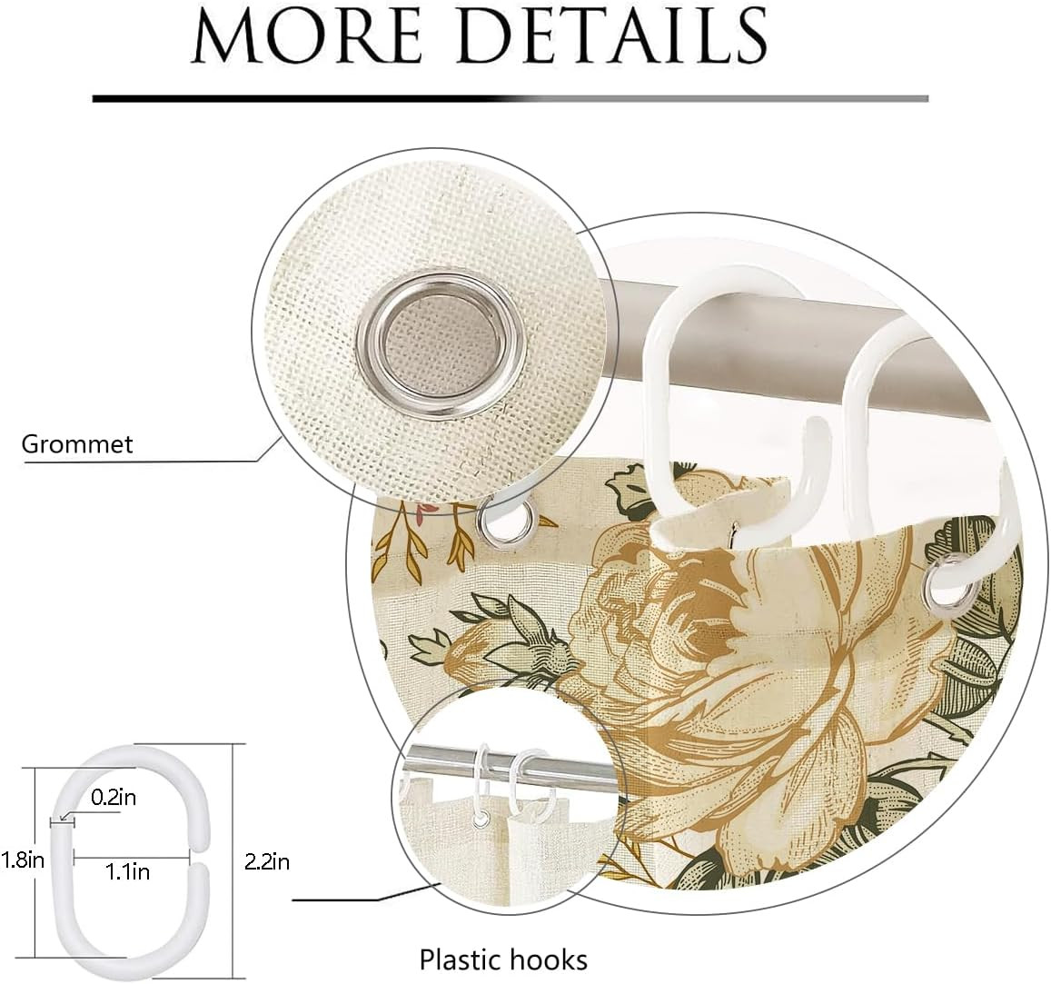 Custom Printed Bath Curtain — custom printed polyester bath curtain detail view