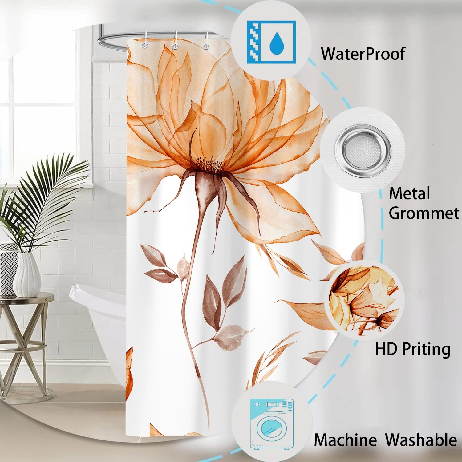 Custom Printed Bath Curtain — custom printed polyester bath curtain detail view