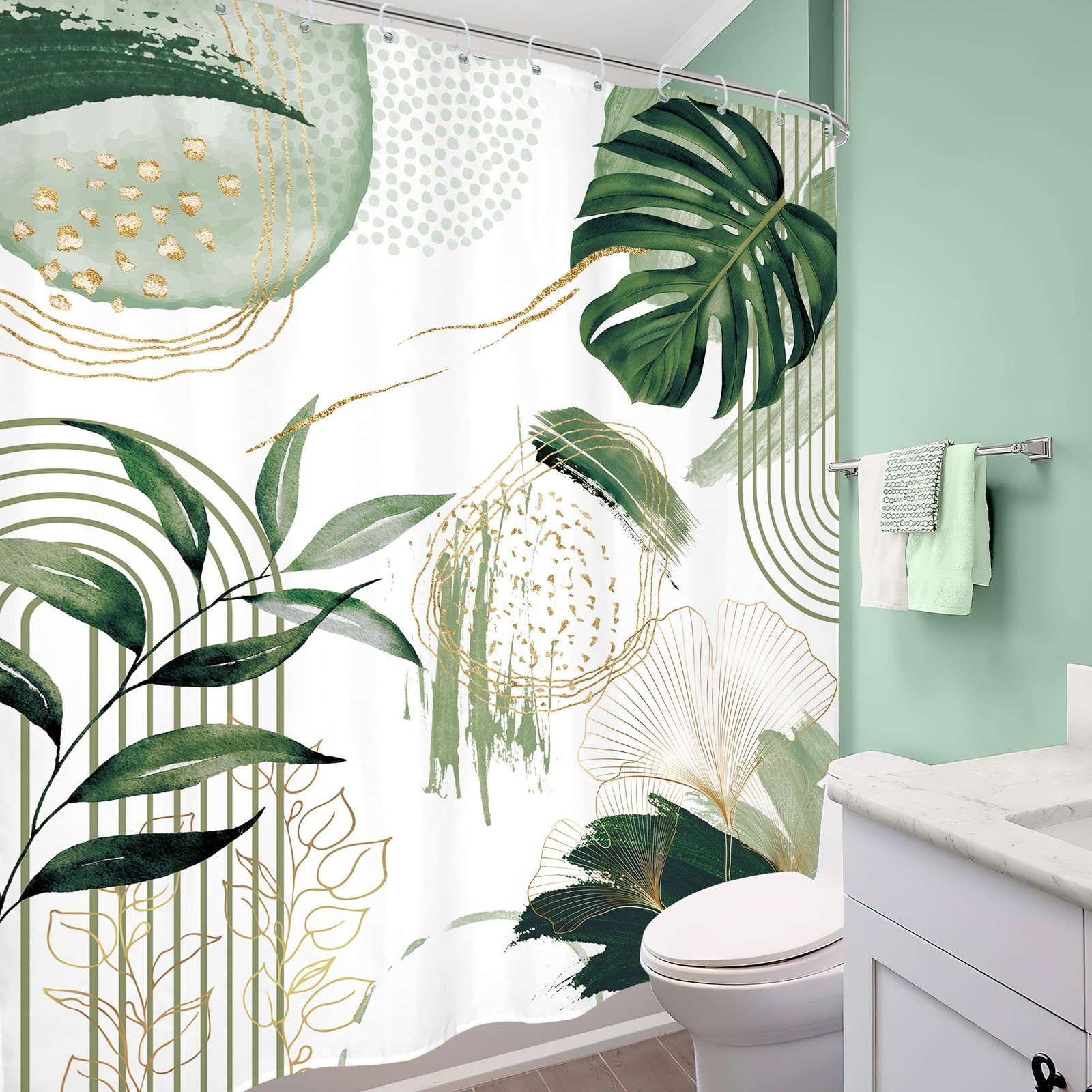 Custom Printed Bath Curtain — custom printed polyester bath curtain detail view
