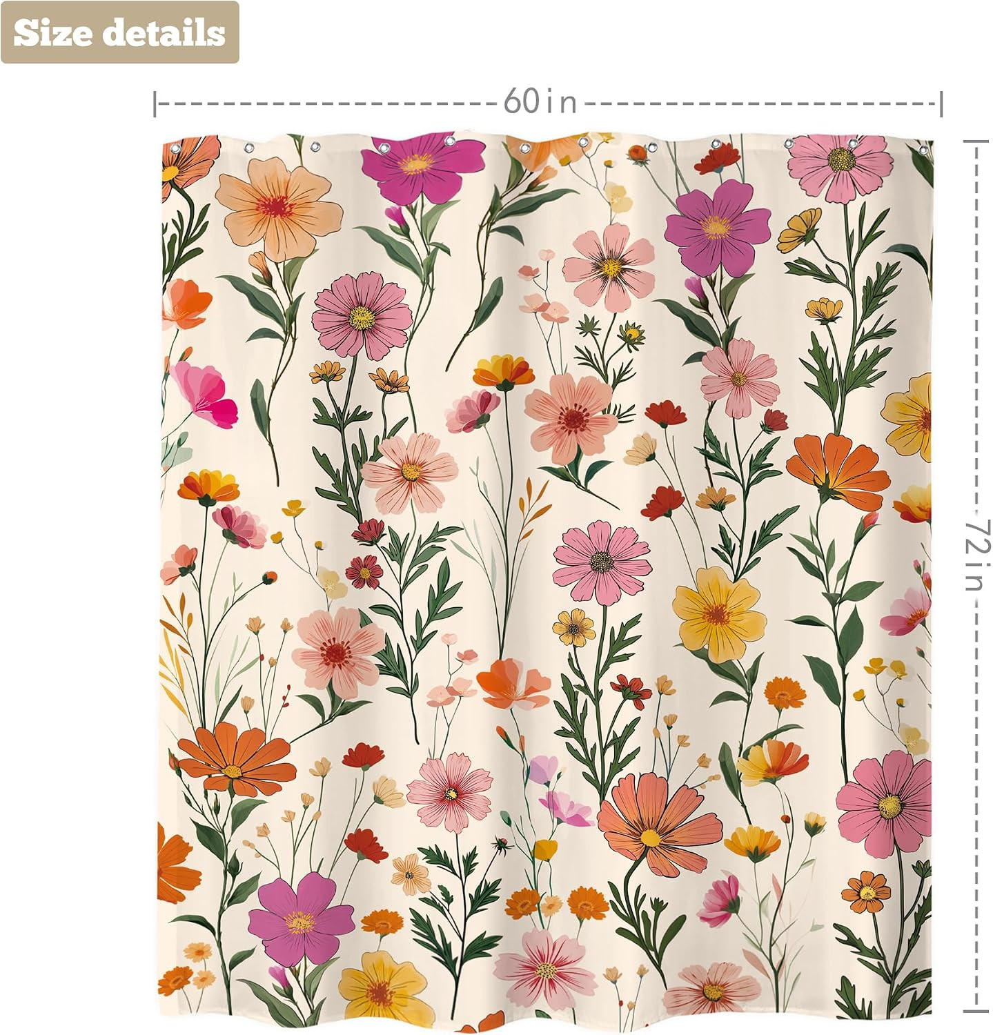 Custom Printed Bath Curtain — custom printed polyester bath curtain detail view